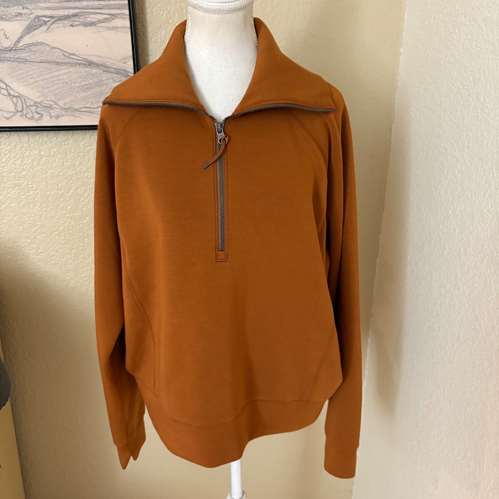 Spanx Airessentials Half Zip Pullover Brown Size … - image 2